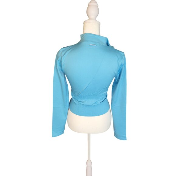 PrettyLittleThing Bright Blue Sport Seamless Bust Detail Zip-Up Jacket Size L - Picture 2 of 8
